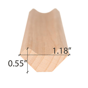 Prosaunas 14 mm × 30 mm (1×2) Alder Sauna Wood Inside Corner Trim, Cove Moulding, SI Profile WOOD679