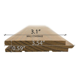 Prosaunas 15 mm × 90 mm (1×4) Thermo‑Radiata Pine Sauna Wood Thermally‑Modified Tongue & Groove, STS4 Profile, Nickel‑Gap, Wall Material WOOD667