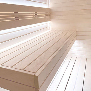 Prosaunas 28 mm × 28 mm (2×2) Aspen Sauna Wood Outside Corner Trim, Angle Moulding, VA Profile WOOD677