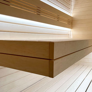 Prosaunas 28 mm × 90 mm (2×4) Aspen Sauna Wood S4SEE SHP Profile, Smooth 4 Sides Eased Edges, Bench Material WOOD641