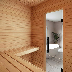 Prosaunas 28 mm × 90 mm (2×4) Hemlock Sauna Wood Vertical Grain Clear S4SEE, Smooth 4 Sides Eased Edges, Bench Material WOOD630