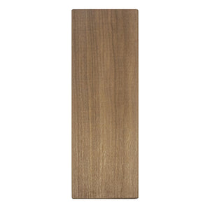 A rectangular wood plank sample showing natural linear grain variations, with a consistent medium brown color across the entire surface.