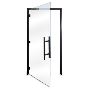 Prosaunas 36 in. × 81 in. Prehung Clear Glass ADA Sauna Door with Black Alder Frame