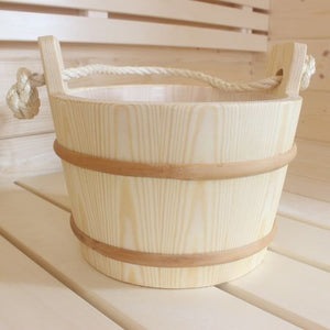 Prosaunas 4-Liter Lined Wood Sauna Bucket with Rope Handle