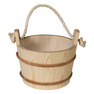 Prosaunas 4-Liter Lined Wood Sauna Bucket with Rope Handle