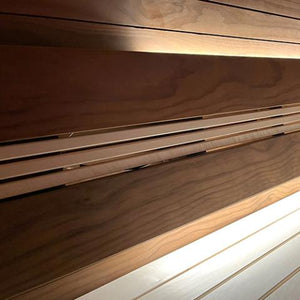 Prosaunas Thermo-Radiata Pine 2x6 S4SEE SHP Sauna Wood, Thermally-Modified, Smooth 4 Sides Eased Edges, SHP Profile, Bench Material WOOD652