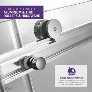Anzzi Kahn Series 60 in. x 76 in. Frameless Sliding Shower Door with Horizontal Handle SD-FRLS05802