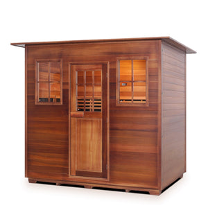Infrared and Dry Traditional Hybrid Sapphire 5 Person Indoor roofed Canadian Red Cedar Wood Outside And Inside isometric view - Vital Hydrotherapy