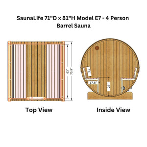 SaunaLife 71"D x 81"H Model E7 - 4 Person Barrel Sauna