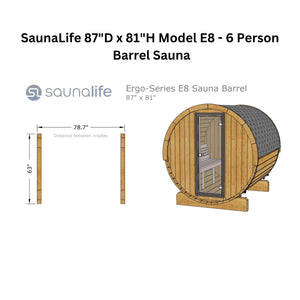 SaunaLife 87"L x 81"D Model E8 ERGO Series 6-Person Sauna Barrel SL-MODELE8