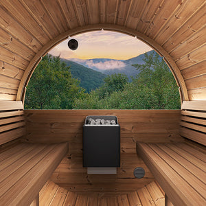 SaunaLife 87"D x 81"H (Diameter) Model E8W Rear‑Window ERGO Series Sauna Barrel