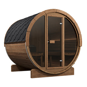 SaunaLife 87"D × 81"H Glass Front Model E8G ERGO‑Series Outdoor Sauna Barrel Up to 6 Person