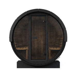 SaunaLife Model E8GB Ergo Series Outdoor Sauna Barrel Kit, Glass Front, DIY, Paint Included, Up to 6 Persons