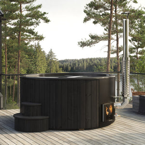 SaunaLife Model S6B Soak-Series Home Wood-Burning Hot Tub, Black, Up to 7 Persons SL-MODELS6B