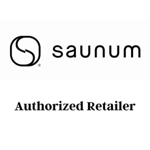 A black and white logo graphic against a plain white background. At the top left is a minimalist, circular icon containing an stylized, interlocking "S" curve shape. To its right, the brand name "saunum" is written in a clean, lowercase sans-serif typeface. Centered horizontally below the brand name and icon, the phrase "Authorized Retailer" is printed in a bold, serif font with capitalized initial letters.