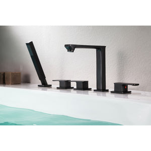 Anzzi Shore 3-Handle Deck-Mount Roman Tub Faucet with Handheld Sprayer FR-AZ102