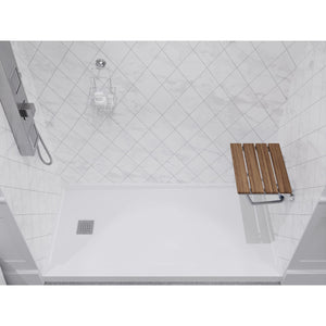 SteamSpa Teak Wood Wall Mounted Folding Shower Seat SS-F