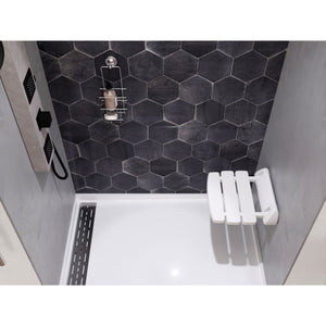 SteamSpa Wall Mounted Folding Shower Seat in White SSP-SS-C