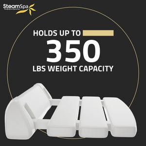 SteamSpa Wall Mounted Folding Shower Seat in White SSP-SS-C