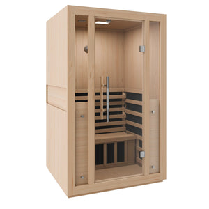 SteamSpa Fiji 2-Person Carbon FAR Infrared Hemlock Wooden Indoor Home Sauna Room with LED Touch Control Panel SC-SS0011-0S