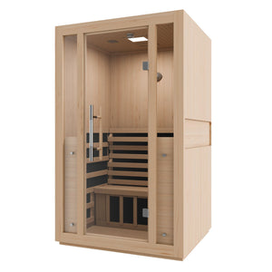 SteamSpa Fiji 2-Person Carbon FAR Infrared Hemlock Wooden Indoor Home Sauna Room with LED Touch Control Panel SC-SS0011-0S