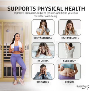 SteamSpa Fiji 2-Person Carbon FAR Infrared Hemlock Wooden Indoor Home Sauna Room with LED Touch Control Panel SC-SS0011-0S