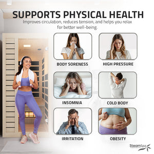 SteamSpa Lucia 1-Person Carbon FAR Infrared Hemlock Wooden Indoor Home Sauna Room with LED Touch Control Panel SC-SS0013-GS