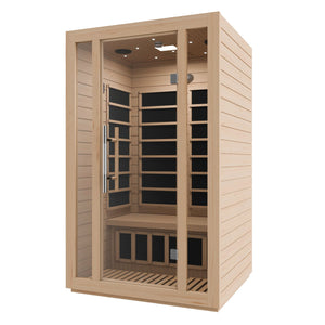 SteamSpa Maldives 2-Person Low EMF Carbon FAR Infrared Hemlock Wooden Indoor Home Sauna Room with LED Touch Control Panel SC-SS0008-2P
