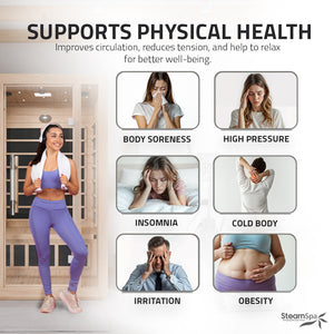 SteamSpa Maldives 2-Person Low EMF Carbon FAR Infrared Hemlock Wooden Indoor Home Sauna Room with LED Touch Control Panel SC-SS0008-2P