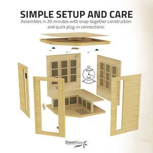 SteamSpa Mauritius 5-Person Carbon FAR Infrared Hemlock Wooden Indoor Home Sauna Room with LED Touch Control Panel SC-SS0010-0S