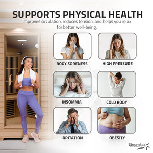 SteamSpa Mauritius 5-Person Carbon FAR Infrared Hemlock Wooden Indoor Home Sauna Room with LED Touch Control Panel SC-SS0010-0S