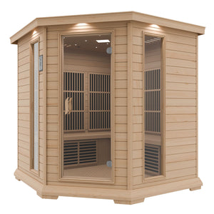 SteamSpa Mauritius 5-Person Carbon FAR Infrared Hemlock Wooden Indoor Home Sauna Room with LED Touch Control Panel SC-SS0010-0S