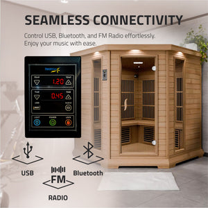 SteamSpa Mauritius 5-Person Carbon FAR Infrared Hemlock Wooden Indoor Home Sauna Room with LED Touch Control Panel SC-SS0010-0S