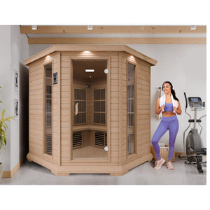 SteamSpa Mauritius 5-Person Carbon FAR Infrared Hemlock Wooden Indoor Home Sauna Room with LED Touch Control Panel SC-SS0010-0S