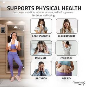 SteamSpa Seychelles 2-Person Carbon FAR Infrared Infrared Hemlock Wooden Indoor Home Sauna Room with LED Touch Control Panel SC-SS0009-0S