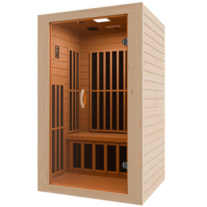 SteamSpa Viti 2-Person Carbon FAR Infrared Hemlock Wooden Indoor Home Sauna Room with LED Touch Control Panel SC-SS0014-GS