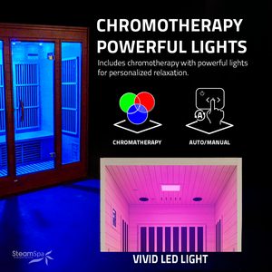 SteamSpa Viti 2-Person Carbon FAR Infrared Hemlock Wooden Indoor Home Sauna Room with LED Touch Control Panel SC-SS0014-GS