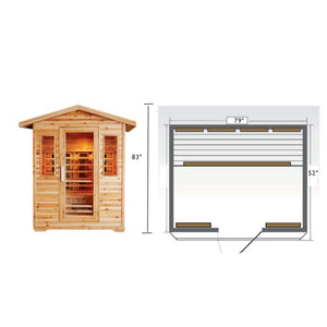 SunRay Sauna Cayenne 4 Person Outdoor Infrared Sauna - Rapid Halogen Heating HL400D3