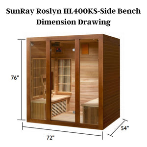 SunRay Roslyn 4-Person Indoor Infrared Sauna HL400KS-Side Bench