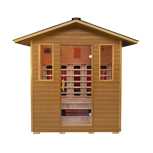 SunRay Sauna Cayenne 4 Person Outdoor Infrared Sauna - Rapid Halogen Heating HL400D3