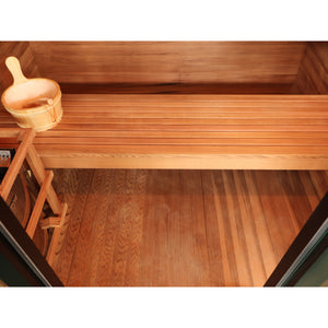 SunRay Cayman 4-Person Outdoor Traditional Sauna Double Bench with 6kW Harvia Heater 400D7