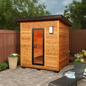 SunRay Denali 4-Person Contemporary Outdoor Sauna with Harvia Heater 400D5