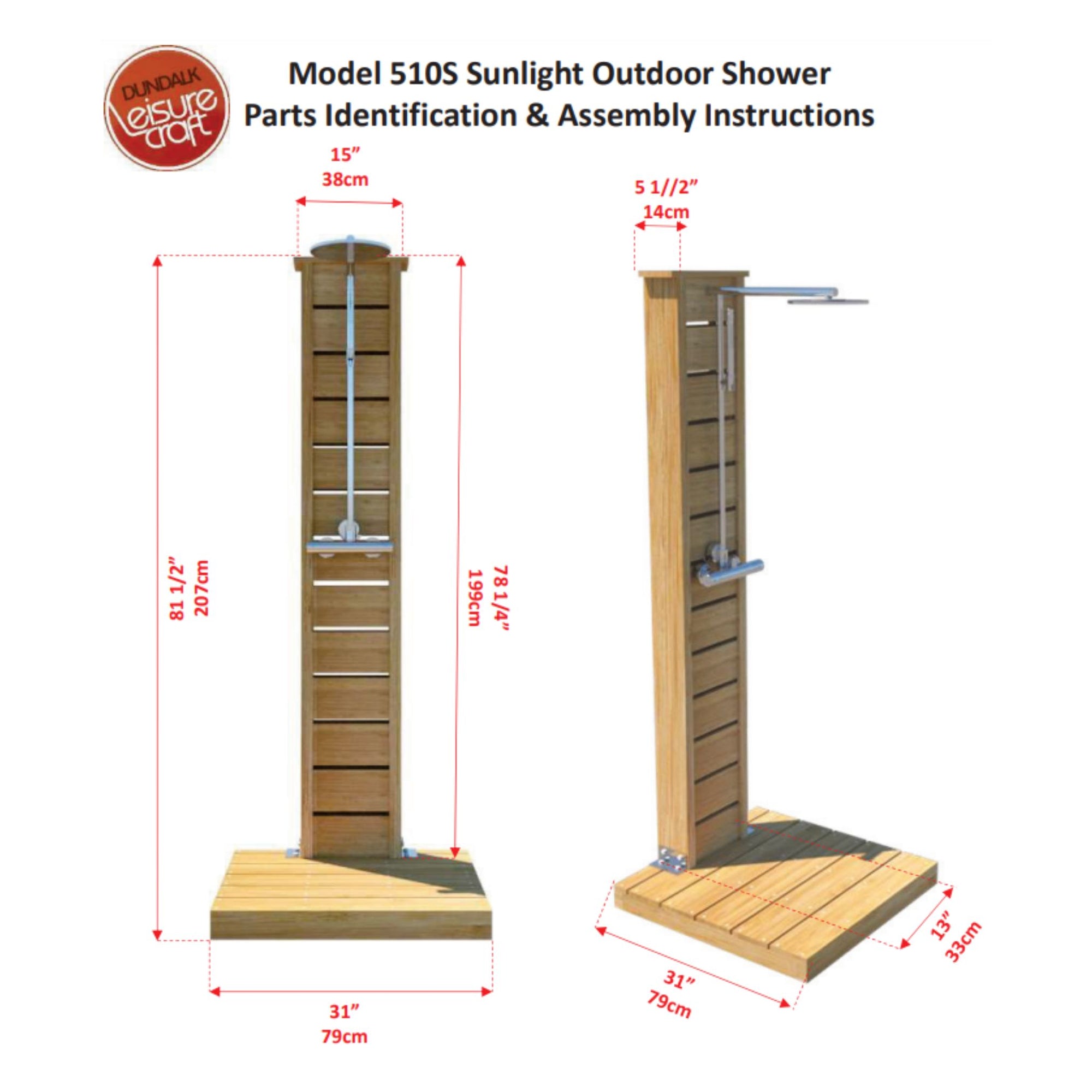 Dundalk Sunlight Outdoor Shower - Knotty Red Cedar 512S