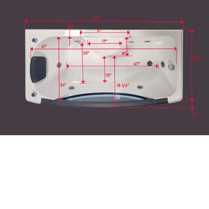 The Luxury Shower Room 67x33x85 EmpireShower The Blue Lagoon Steam Shower with Whirlpool Tub and Bluetooth Audio ER67-33WSB