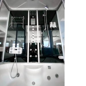 The Luxury Shower Room 67x33x85 EmpireShower The Blue Lagoon Steam Shower with Whirlpool Tub and Bluetooth Audio ER67-33WSB