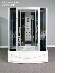 The Luxury Shower Room EmpireShower 60x36x84 (Heavy Duty) Steam Shower with Whirlpool Tub and Bluetooth Audio R60-36WSB-HD