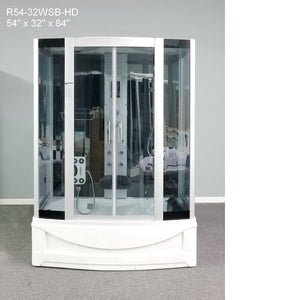 The Luxury Shower Room Empireshower L Heavy Duty Steam Shower with Whirlpool Tub and Bluetooth Audio 54x32x85 ER54-32WSB-HD