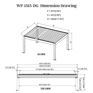 Bon Pergola Weatherproof Motorized Louvered Pergola with Lighting