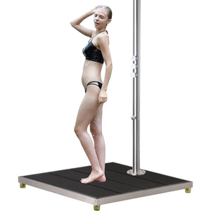 Wayime 33 * 30" Plastic Wood with Stainless Steel Frame Dark Grey Base Make Outdoor Shower Movable & Install Outdoor Shower Without Call Plumber CB-023