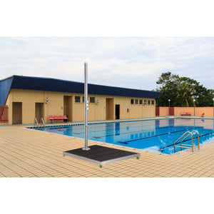 Wayime 33 * 30" Plastic Wood with Stainless Steel Frame Dark Grey Base Make Outdoor Shower Movable & Install Outdoor Shower Without Call Plumber CB-023